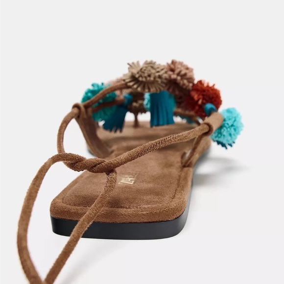 New Zara beaded strappy sandals in U.S. size 8 - Picture 4 of 5